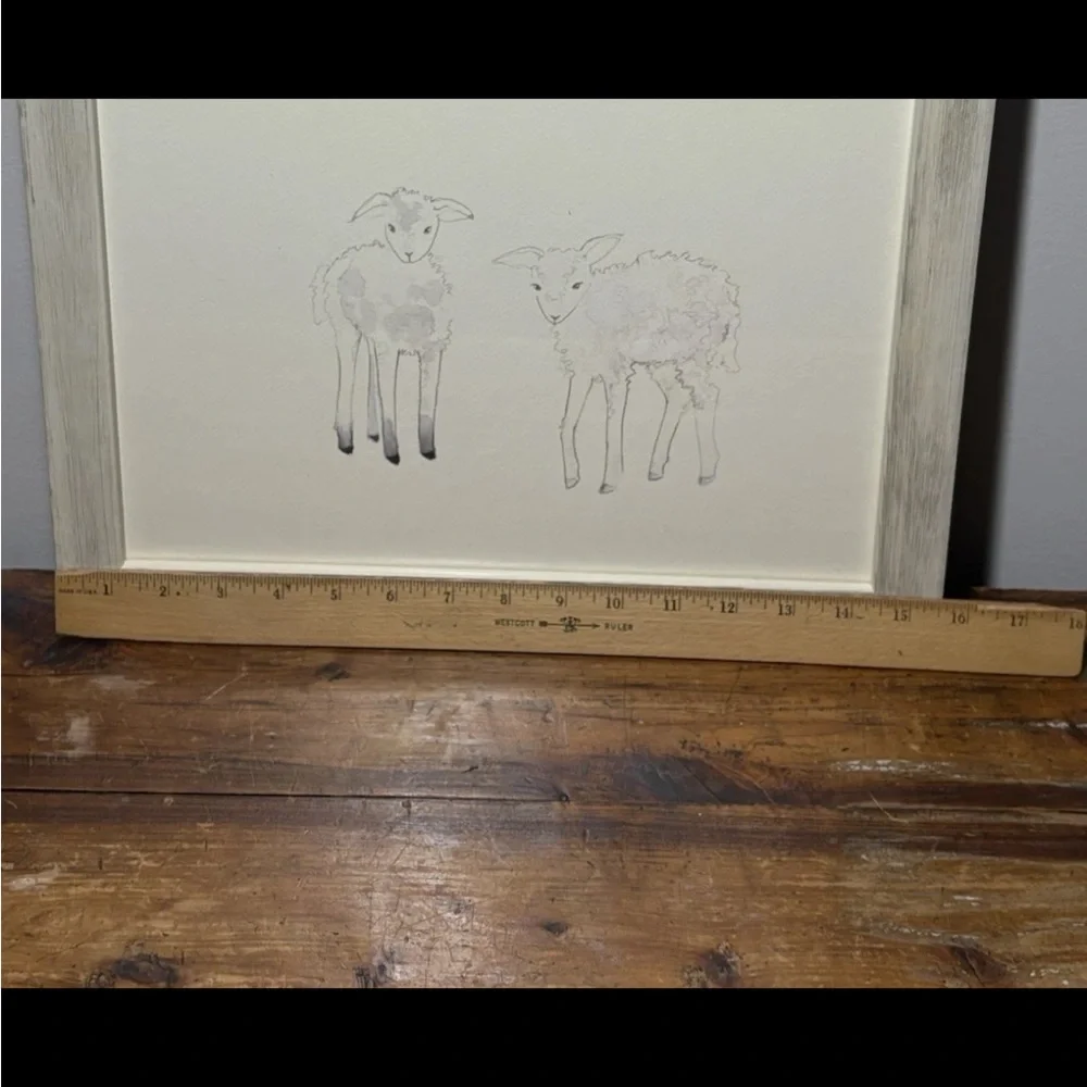 Restoration Hardware Baby Child Watercolor Animal print Baby Sheep Lambs nursery